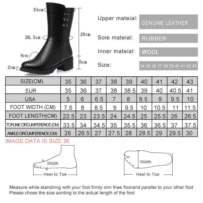 AIYUQI Women Winter Boots Wool 2024 New Genuine Leather Mid-high Boots Women Mid-heel Large Size Women Snow Boots