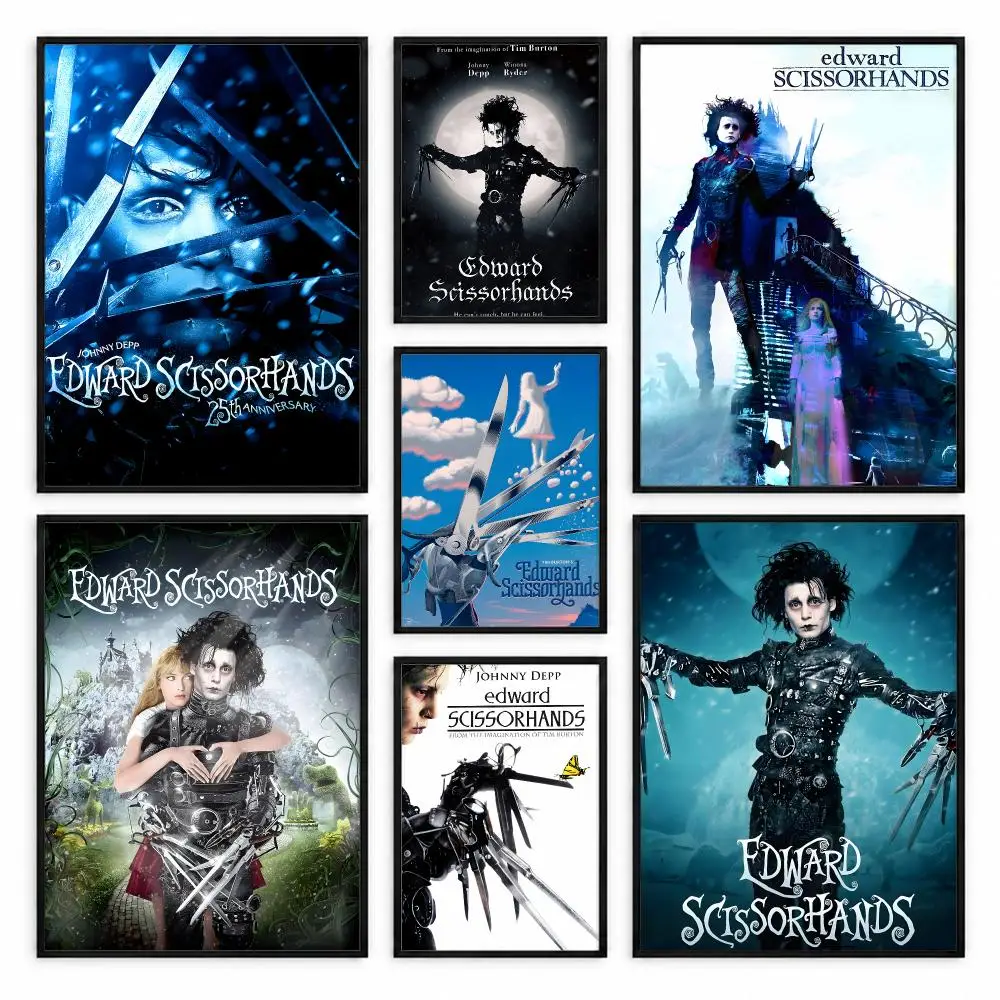 Edward Scissorhands Poster Self-adhesive Waterproof Paper Sticker Coffee House Bar Room Wall Decor