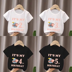 It's My 1 2 3 4 5 6 7 8 9 Years Birthday Boys Girls T shirt Dumbo Cute Elephant Print Kids Clothes Kawaii Baby Children T-Shirts