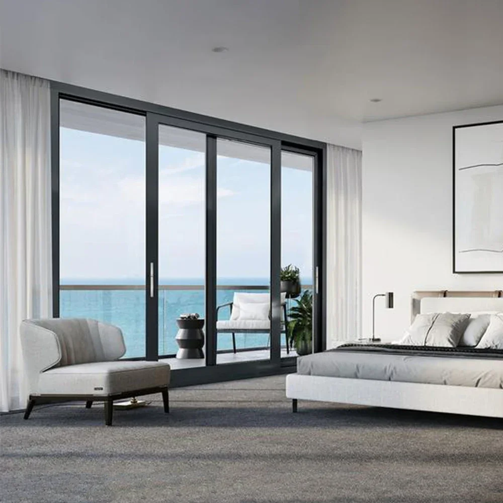 Sixinalu Sliding Doorl Thermal Break Aluminum Doors With Shutter Front Double Glass Exterior Interior Garden Custom Home Decor