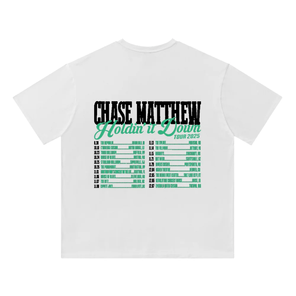 

Chase Matthew Holdin' It Down Tour Cotton T-Shirt Casual Tshirt Round Neck Short Sleeved graphic t shirts Crewneck Tee Shirt