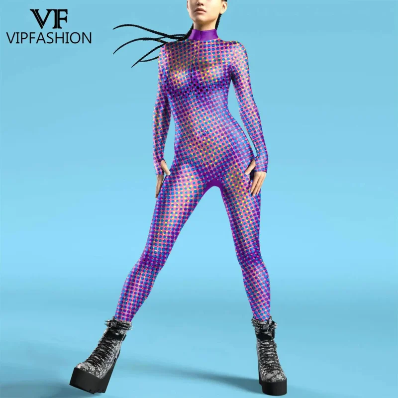 Moda VIP kolorowe body zentai kciuki przebranie na karnawał kombinezon z zamkiem błyskawicznym z przodu Burning Man strój festiwalowy dla kobiet