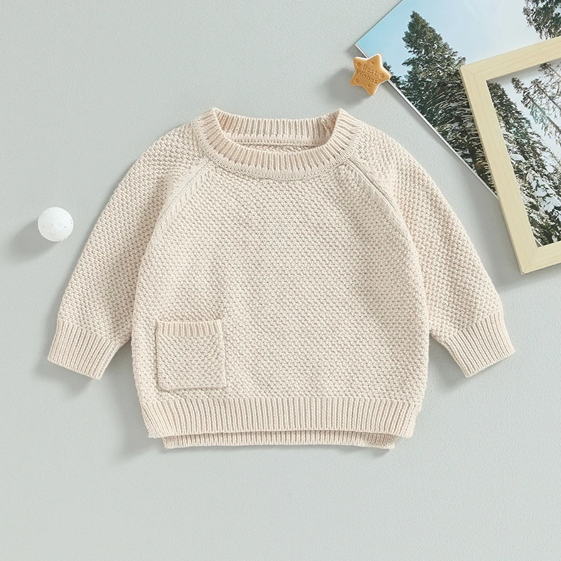 2023-06-01 Lioraitiin 0-24M Infant Baby Boy Girl Knitted Sweater Warm Long Sleeve Pullovers with Pocket Autumn Knitwear