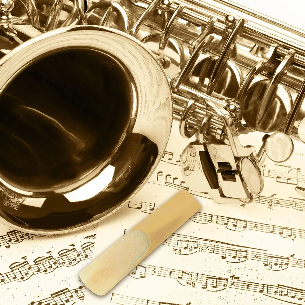 

10Pcs Saxophone Reeds Tenor Sax Reeds Strong Durable Polished Surface Instrument Parts 2.5 Strength Saxophone Reed