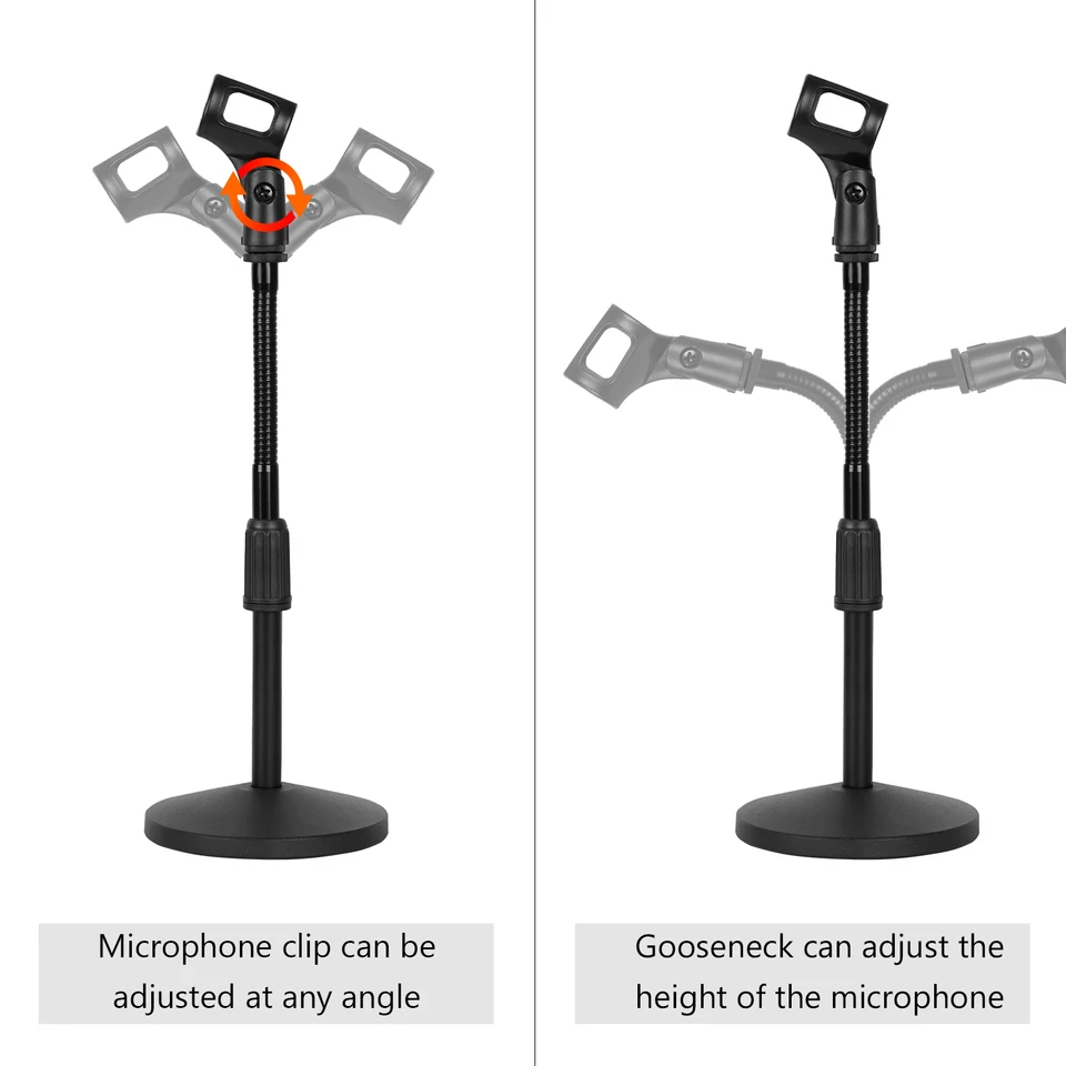 Geekria Support Table Micro AKG D5 P220 P420 C3000 Etc. - Trépied Métal Stable Antidérapant, Compatible Multi-Modèles