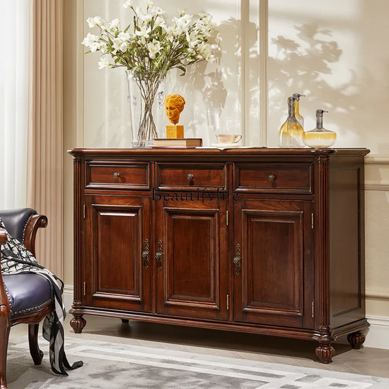 

01American all solid wood North American cherry wood three-door shoe cabinet storage cabinet storage cabinet