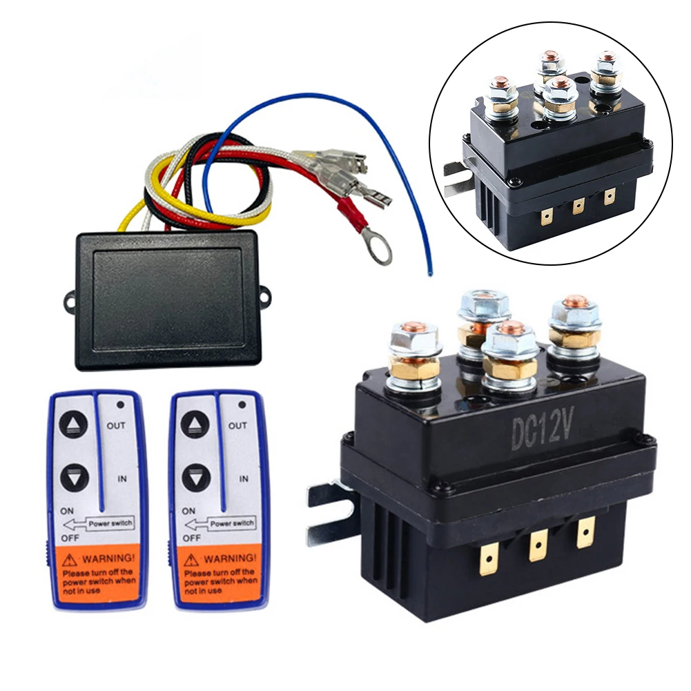 تطبيقات الونش 12 فولت مرحل الونش التحكم عن بعد طقم التثبيت المباشر الملف اللولبي الأسود المقاوم للاهتراء #4