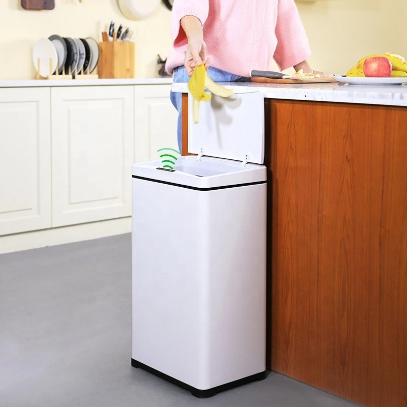 42L Smart Car Sensor Trash Bin 11 Gallons Touch Trash Can Dust Steel Metal Home Kitchen