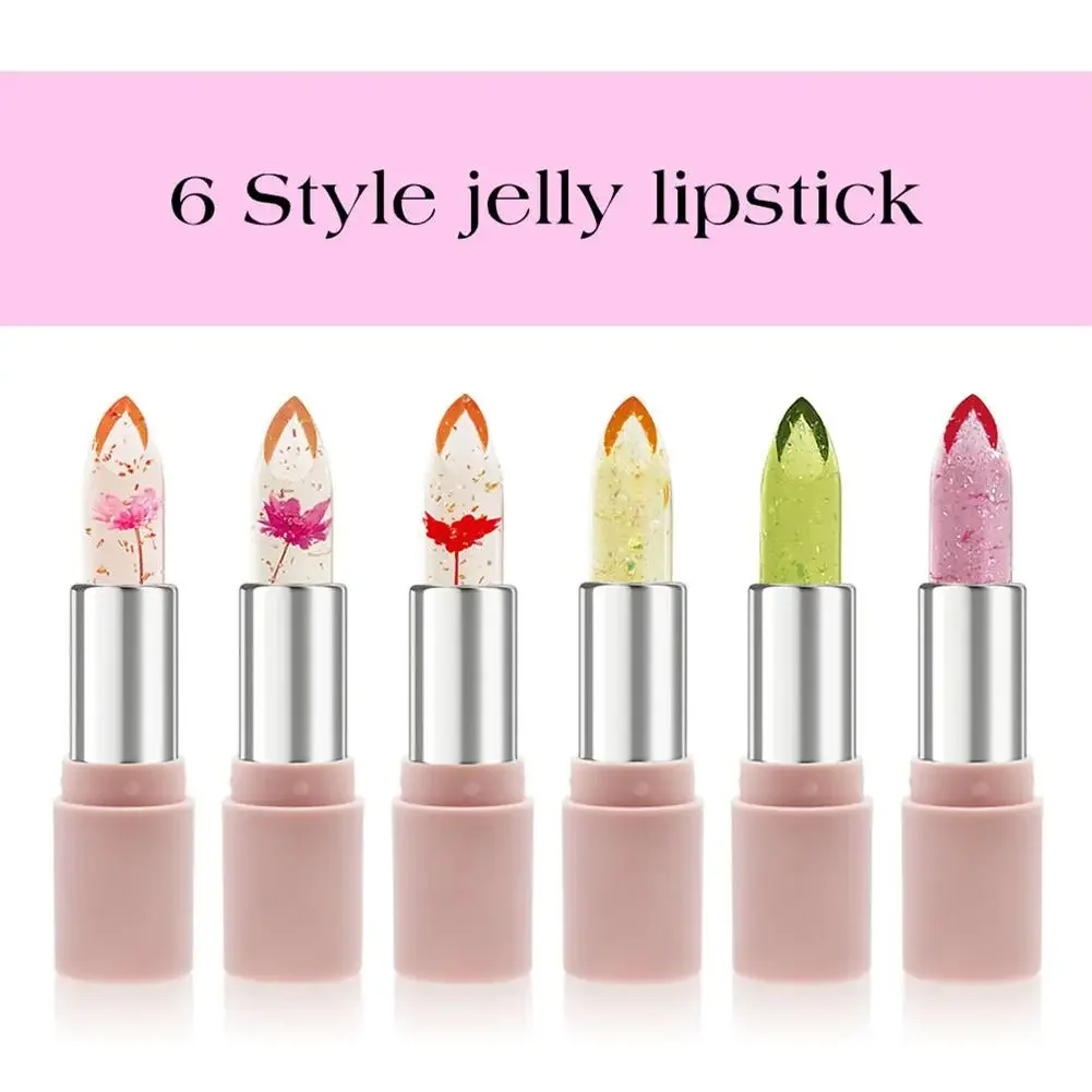 Flower Jelly Lipstick 6 Colors Temperature Changing Lip Balm  Long Lasting Moisturizer Nutritious Magic Color Change Lip Stick