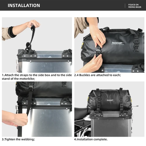 Imagen 2 del producto Rhinowalk-bolsa trasera impermeable para motocicleta, bolsa multifuncional duradera y seca para asiento de Motocross, accesorios de equipaje, 20L