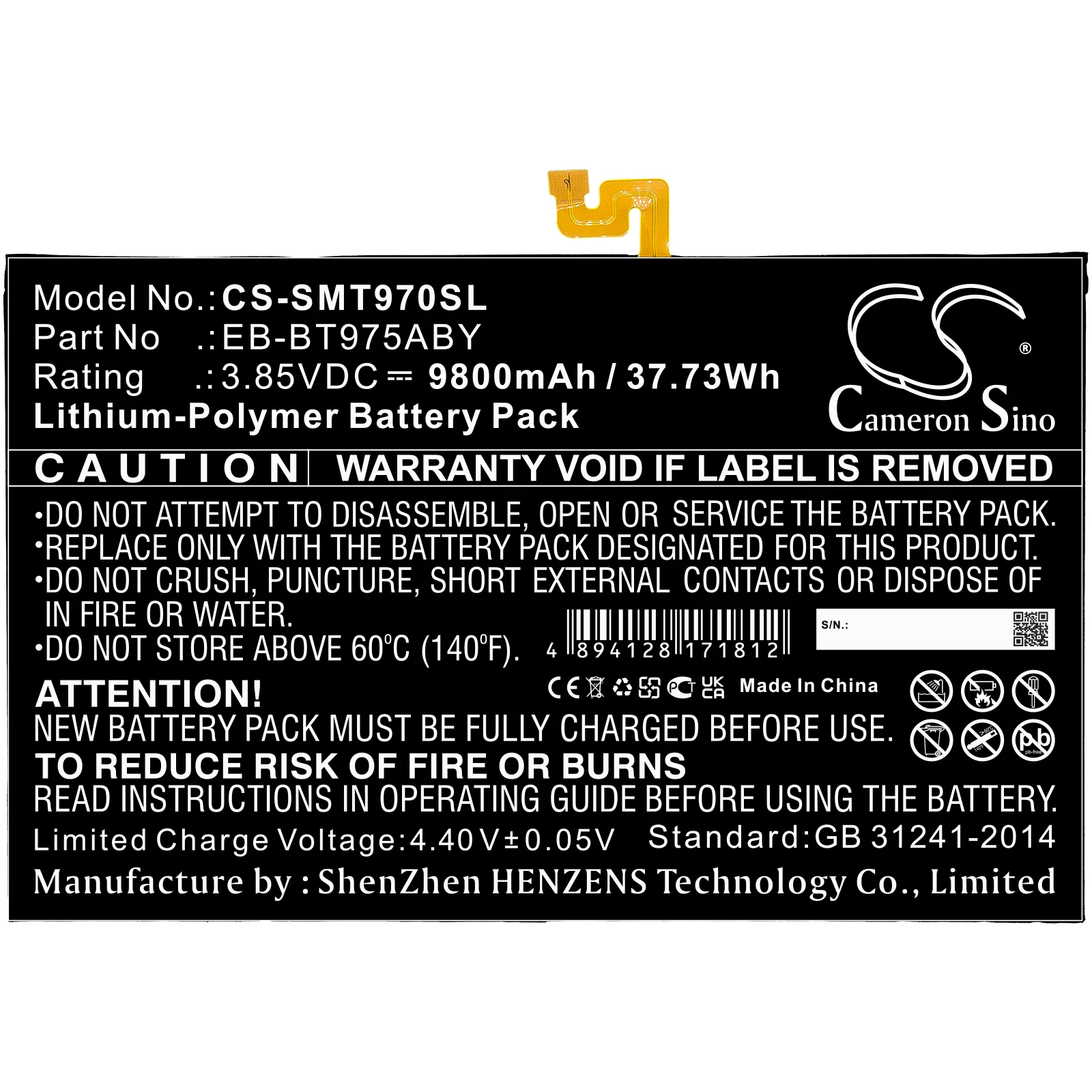 

Li-Polymer Tablet Battery for Samsung,3.85v,9800mAh,Galaxy Tab S7 Plus 12.4 Galaxy Tab S7+ 12.4 2020 SM-T970 SM-T975 SM-T975N