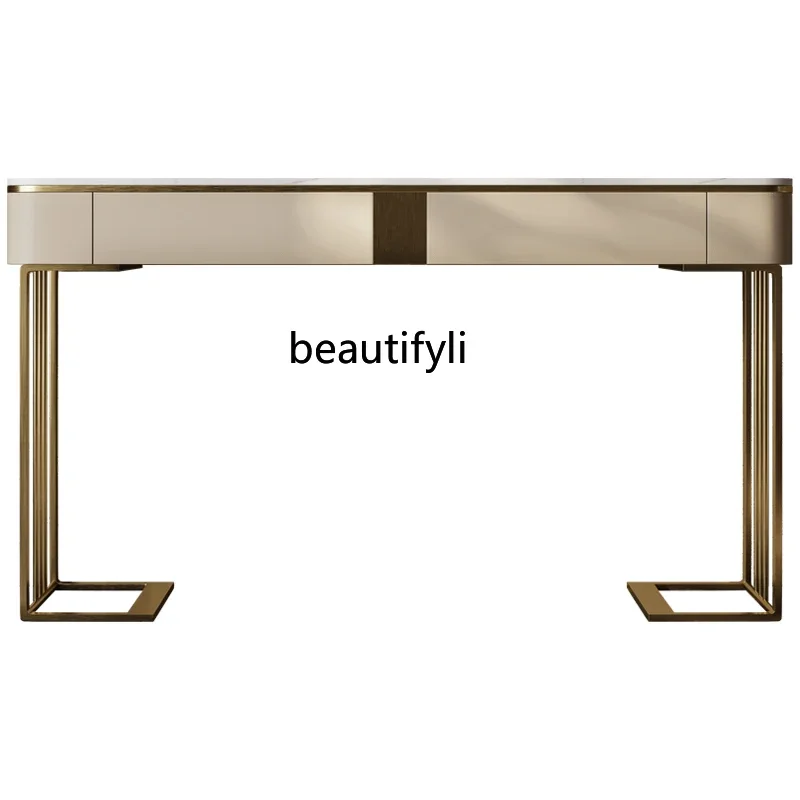 

Light luxury entrance cabinet Modern simple entry end view platform Aisle corridor Storage rock slab entrance table