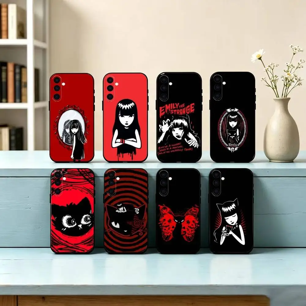 E-Emily The Strange Phone Case For Samsung Galaxy A73,A72,A71,A70,A53,A52,A51,Soft Silicone Black Cover