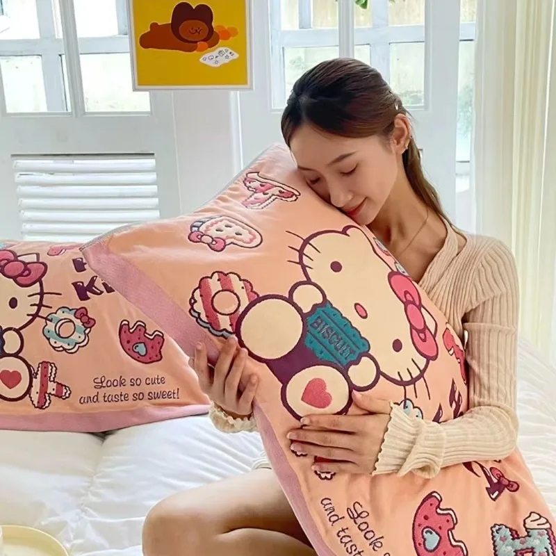 New cute Hello Kitty Cinnamoroll Kuromi anime kawaii style student dormitory home soft sweat-absorbent cotton gauze pillowcase