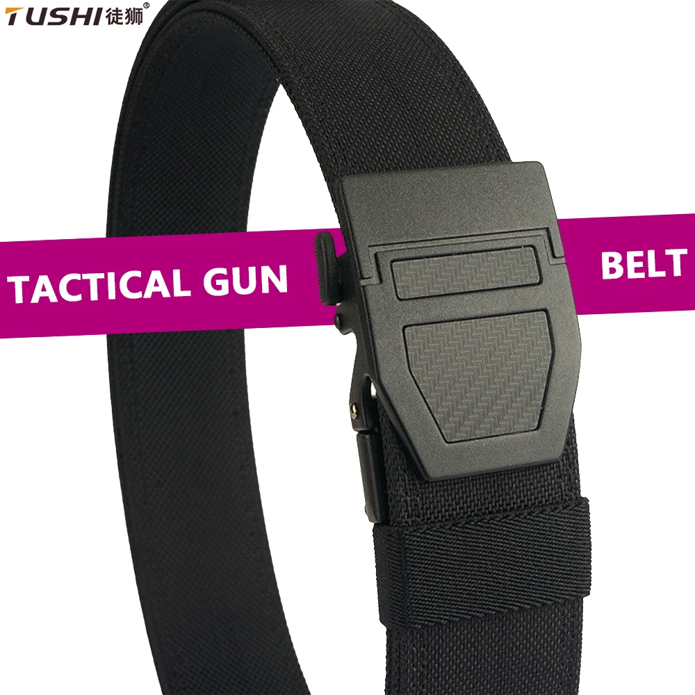 

TUSHI New Stiff Casual Belt for Men Metal Alloy Automatic Buckle Military Tactical Belt Sturdy Nylon Overalls Work Belt Girdle