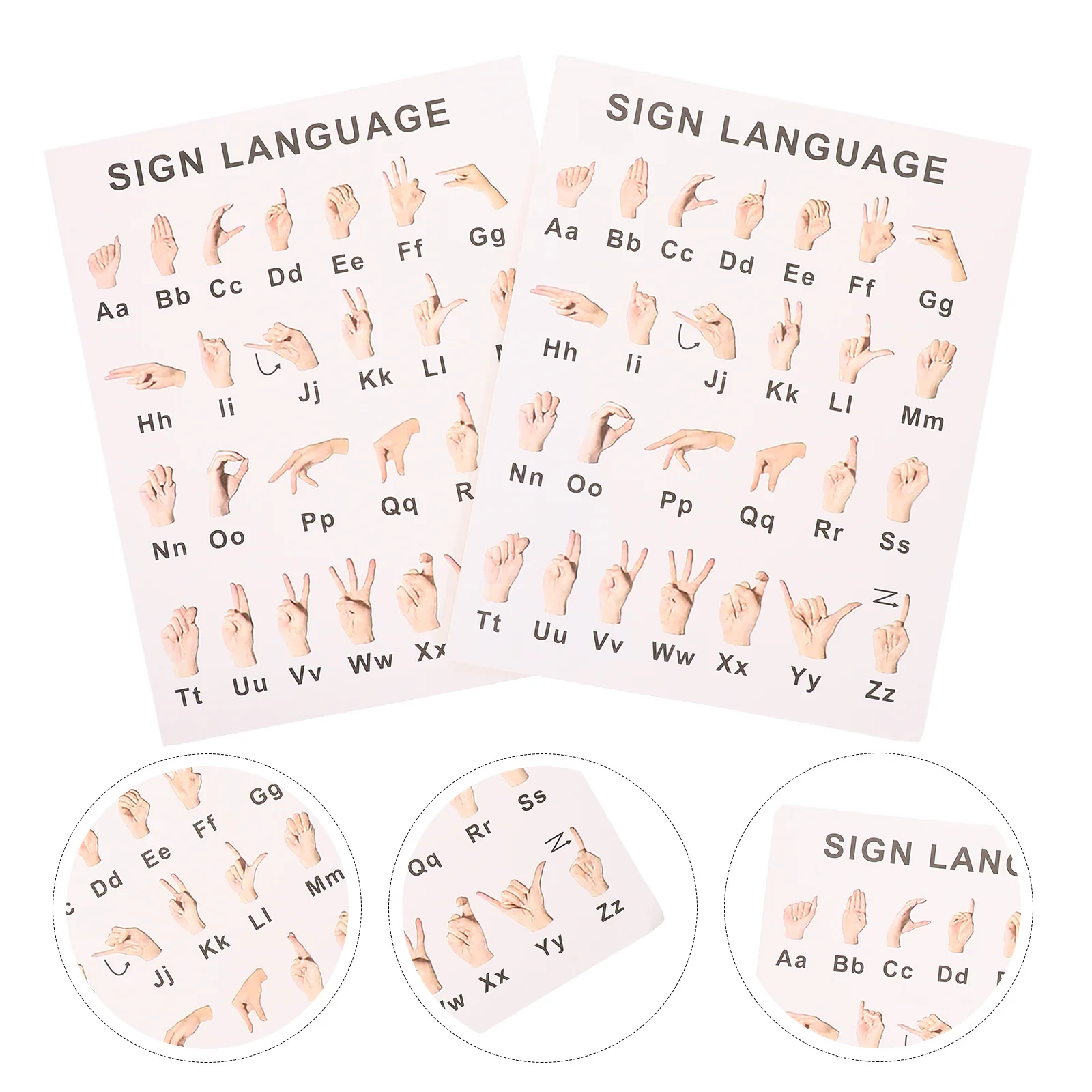 8 Sheets Gesture Language Learning Posters Alphabet Chart for Classroom Home Educational Wall Decor Gesture Language Poster