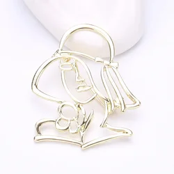 Dmari Women Brooches Minimalist Elegant Lady Head Badge Hollow Out Design Classy Accessories For Office Party Daily Clothing
