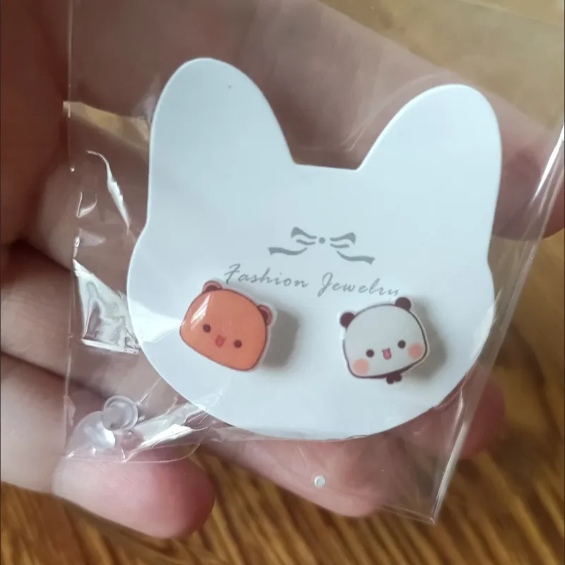 2024 New Small Panda Bubu e Yier Silver Needle Ear Studs Cosplay Cartoon Ins Style Ear Studs Lovely Schoolgirl Birthday Gift