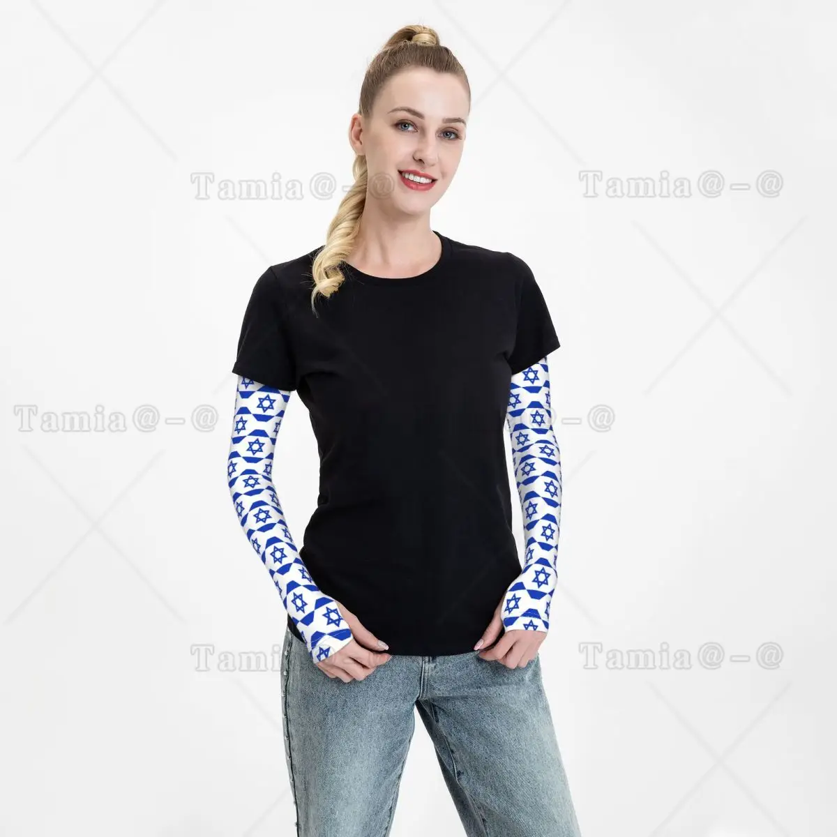 Cooling Arm Sleeves Cover Israel Flag Seamless Background Sports Running UV Sun Protection Fishing Cycling Sleeves
