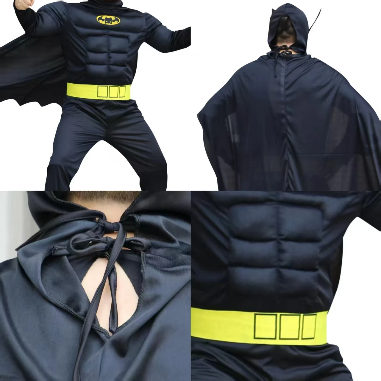 فستان مناسبات الحفلات للبالغين من B a t man مع قناع عباءة مكون من 3 قطع لعرض الشكل