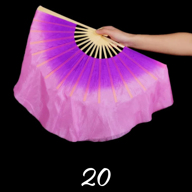 1 Pcs Gradient Color Belly Dance Silk Fan Veils Imitation Silk Kids Classical Dance Fan Oriental Dance Props Dancing Fan