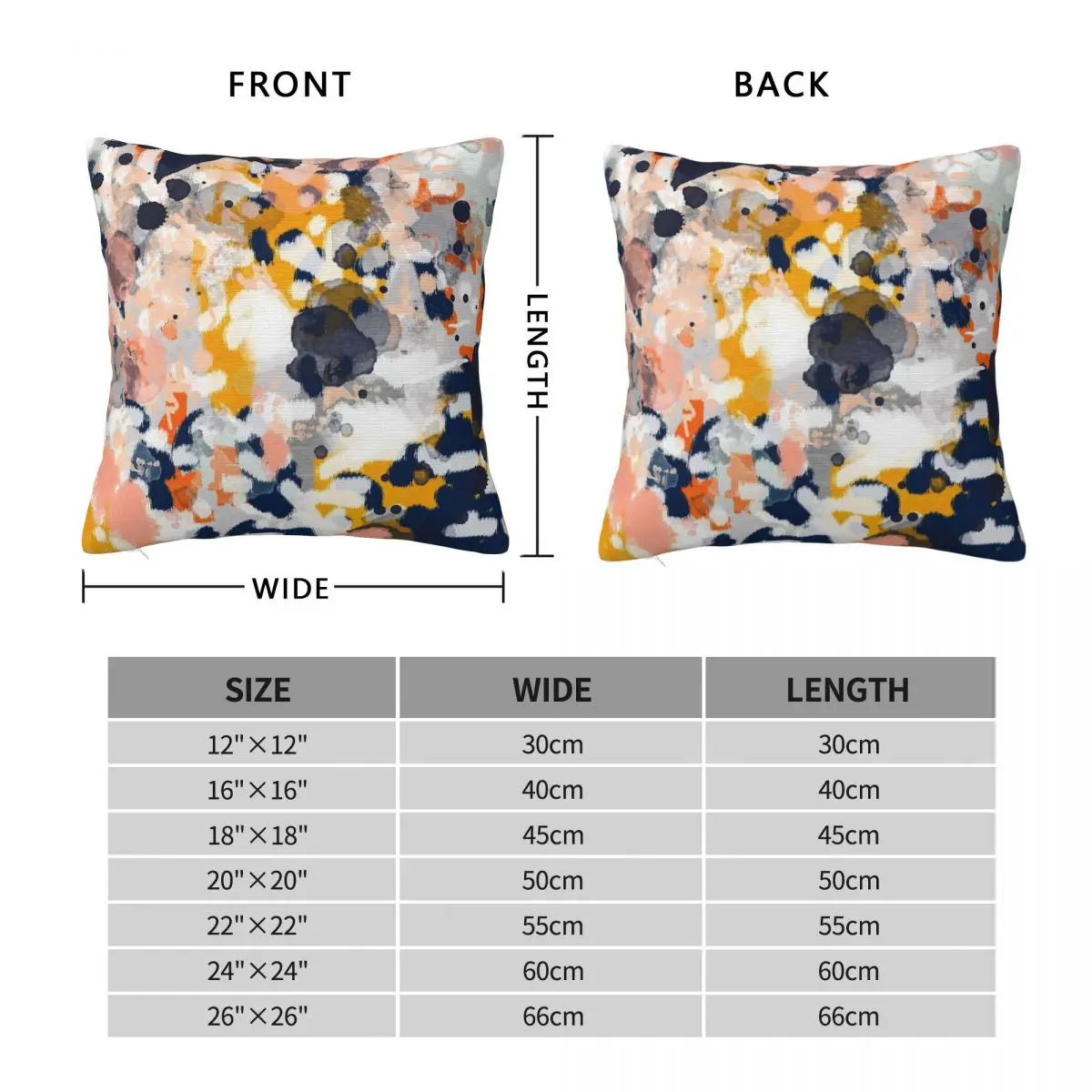 Fresh Colors Navy Orange Pink Square Pillowcase Polyester Linen Velvet Printed Zip Decor Bed Cushion Case