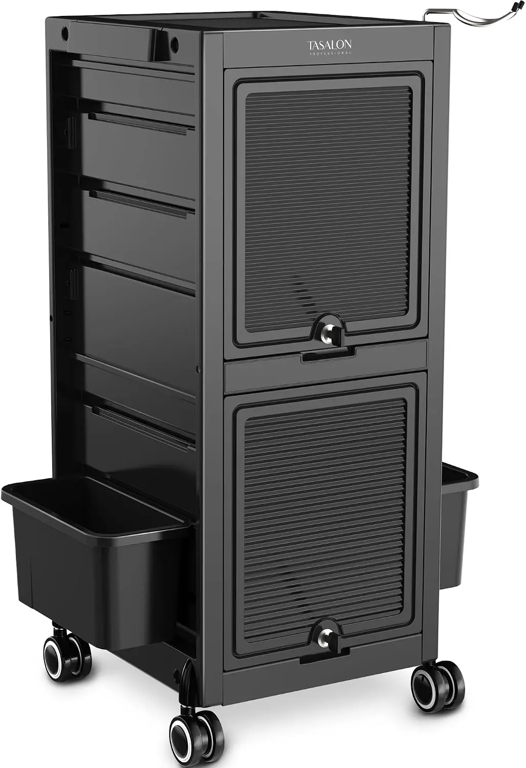 Lockable Salon Trolley Cart with Wheels and 6 Drawers & 2 Bucket | Versatile Salon Cart for Hair Stylist, Salon Rolling Cart for