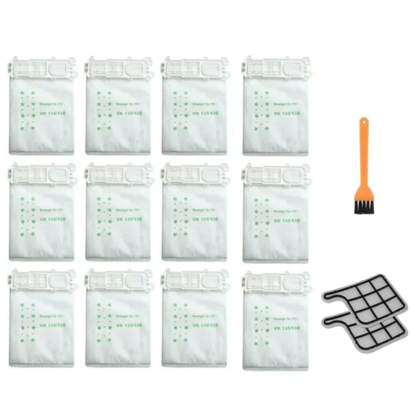 6 14 PCS  Dust Bags & Motor Protection Filters For Vorwerk VK135 VK136 Durable Cleaning Vacuum Cleaner Replacement Accessories