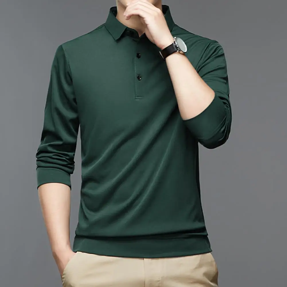 Camiseta de negocios con cuello vuelto para hombre, jersey de trabajo Formal ajustado, camisa informal de negocios de Color sólido, 2023