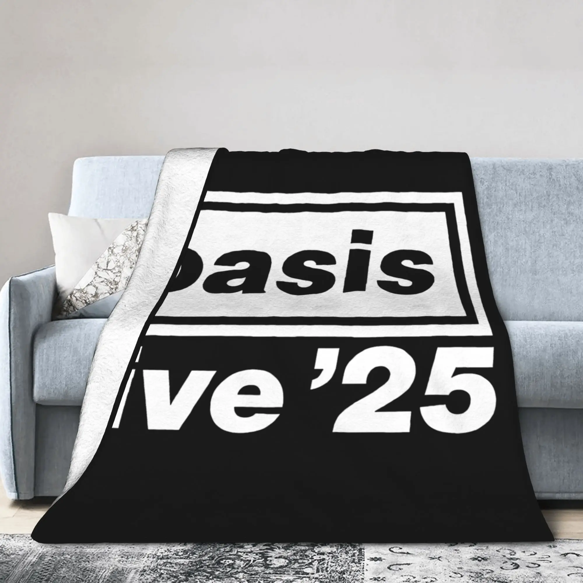 O-Oasis  Live 25 Tour Coral Fleece Plush Throw Blanket Rock Band Blanket for Bed Car Super Soft Bedspread