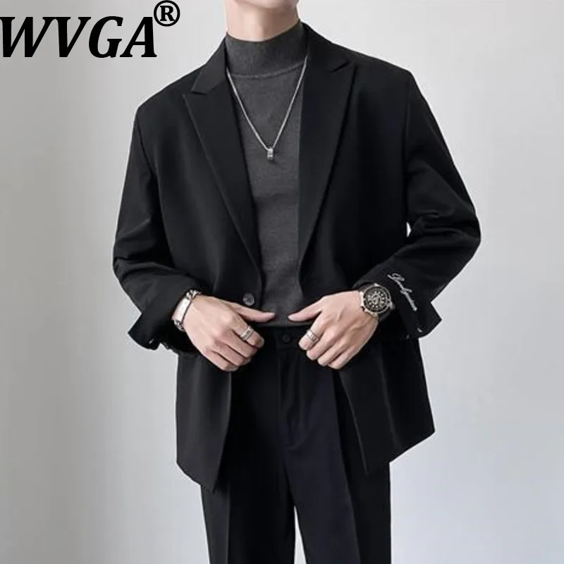 

WVGA весна осень новый мужской уличный модный костюм с отложным воротником пальто нишевый шикарный повседневный драпированный пиджак с длинными рукавами W15837