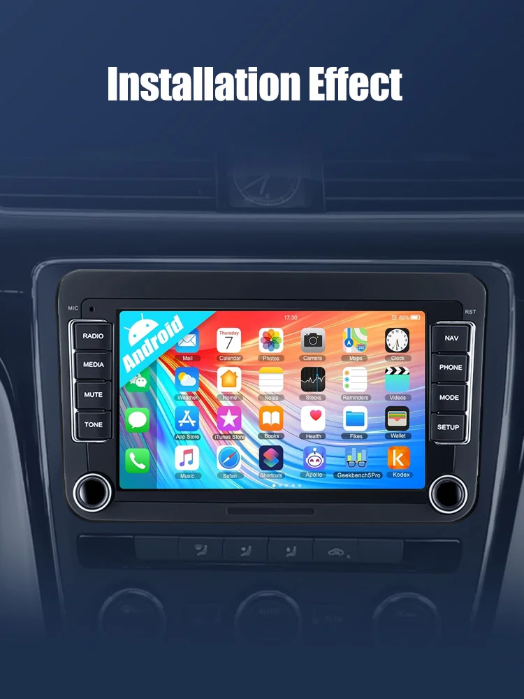 Radio samochodowe Carplay 2 DIN z Androidem 14, odtwarzacz multimedialny 2 Din z Android Auto, stereo samochodowe do Volkswagen VW Caddy, Golf V, VI Plus, Touran, Passat B6, Polo, Jetta, Skoda — 2