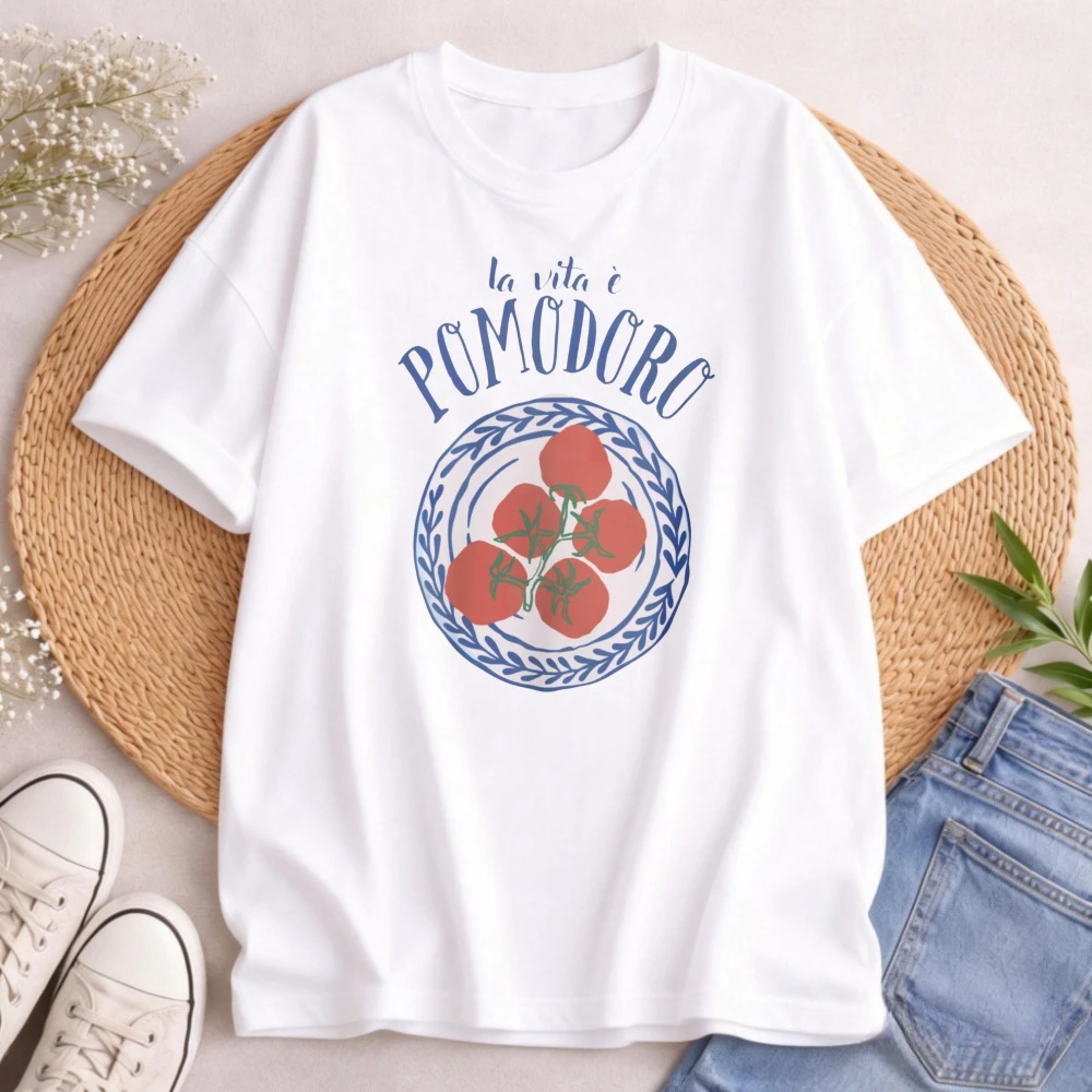 Tomato Graphic Sweatshirt Whimsical Pomodoro Jumper Italian Aesthetic Crewneck Farmers Market Tops Gift for Gardener Trendy