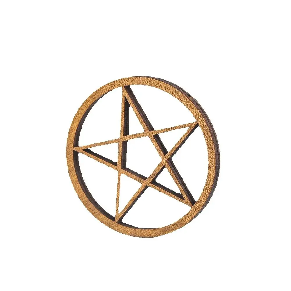 

Mini Wood Hollow Star Figurines Mystery Pentagram Crystal Ball Display Holder Base Altar Hanging Decor Wicca Props Summon Charm