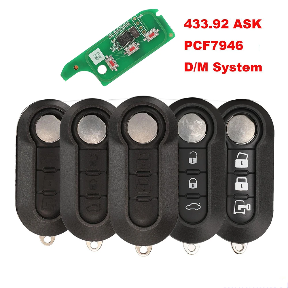 

jingyuqin New Car Remote Key For Fiat 500L MPV Ducato Citroen Jumper Peugeot Boxer 2008-2015 433.92 ASK PCF7946 DEPHI System