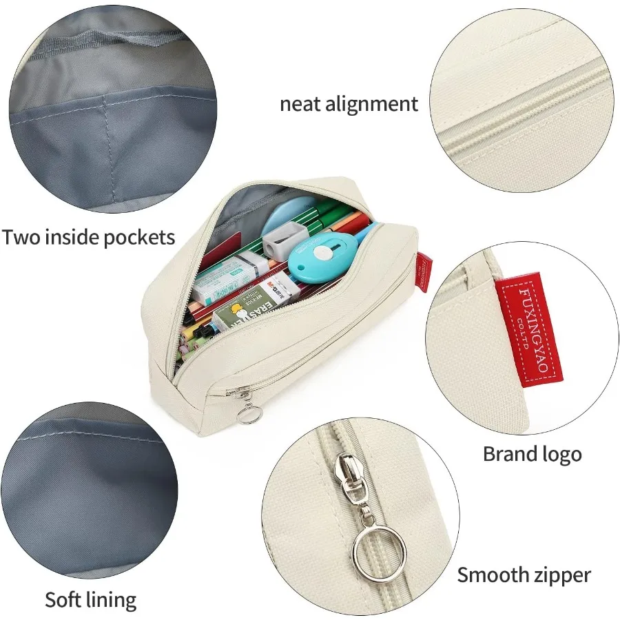 FUXINGYAO Big Capacity Pencil Pen Case for Office and Home Use: Large Storage Simple Stationery Bag Pouch Holder Box Organizer