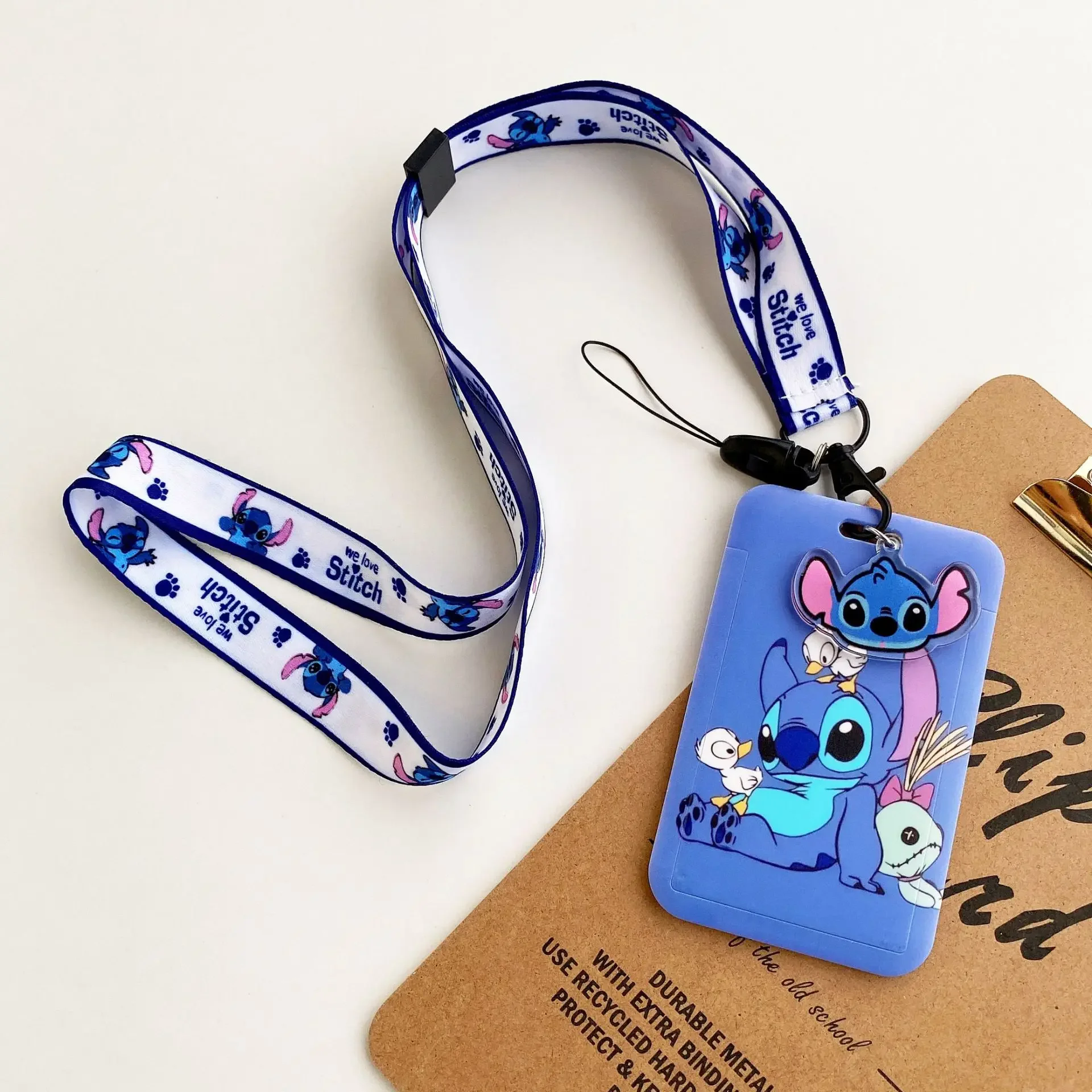 Disney Stitch ID Badge Holder Lanyards Pendant Lovely Girls Lilo Door Card Holders Neck Strap Keychain Women Credential Gift image 6
