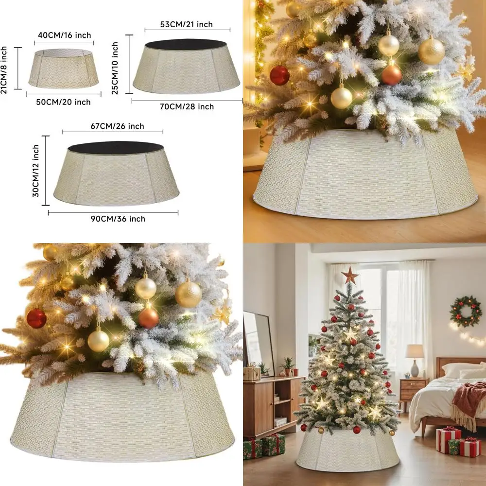 

36 White Horizontal Weave Christmas Tree Collar for Large Trees, Indoor/Outdoor Decoration