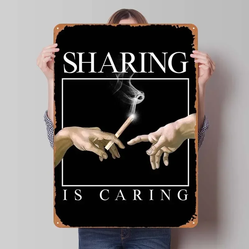 Sharing Is Caring Sign Rusty Metal Poster Home Decoration Accessories Retro Metal Tin Sign for Man Cave Wall Art Decoration Room