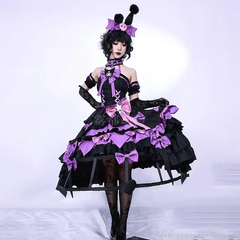 

Bloody Queen Mary Costume Game Identity Kuromi Cosplay Black Lolita Gothic Long Dress Party Carnival Anime Role Play Suits
