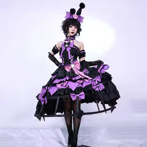 Bloody Queen Mary Costume Game Identity Kuromi Cosplay Black Lolita Gothic Long Dress Party Carnival Anime Role Play Suits