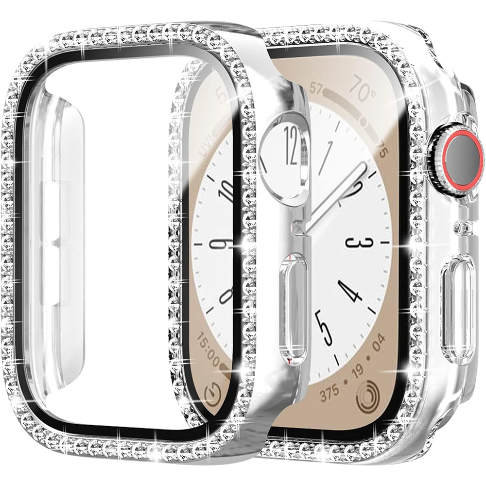Glitzerndes Gehäuse aus gehärtetem Glas für Apple Watch Series 10 46 mm 42 mm Ultra 3 2 9 49 mm 45 mm 41 mm 40 mm 44 mm Displayschutzfolie