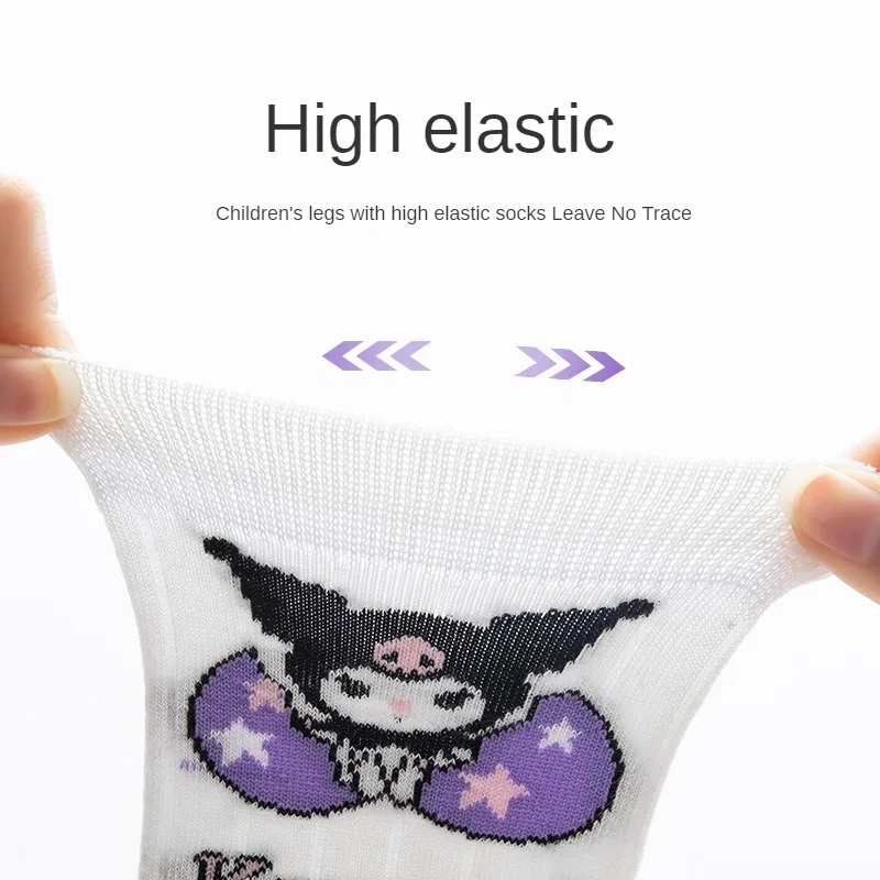 Kawaii Sanrio Kuromi Girls Long Socks Cartoon Kuromi Children's Long Tube Socks Versatile Socks Kids Stockings Cotton Sock Gift