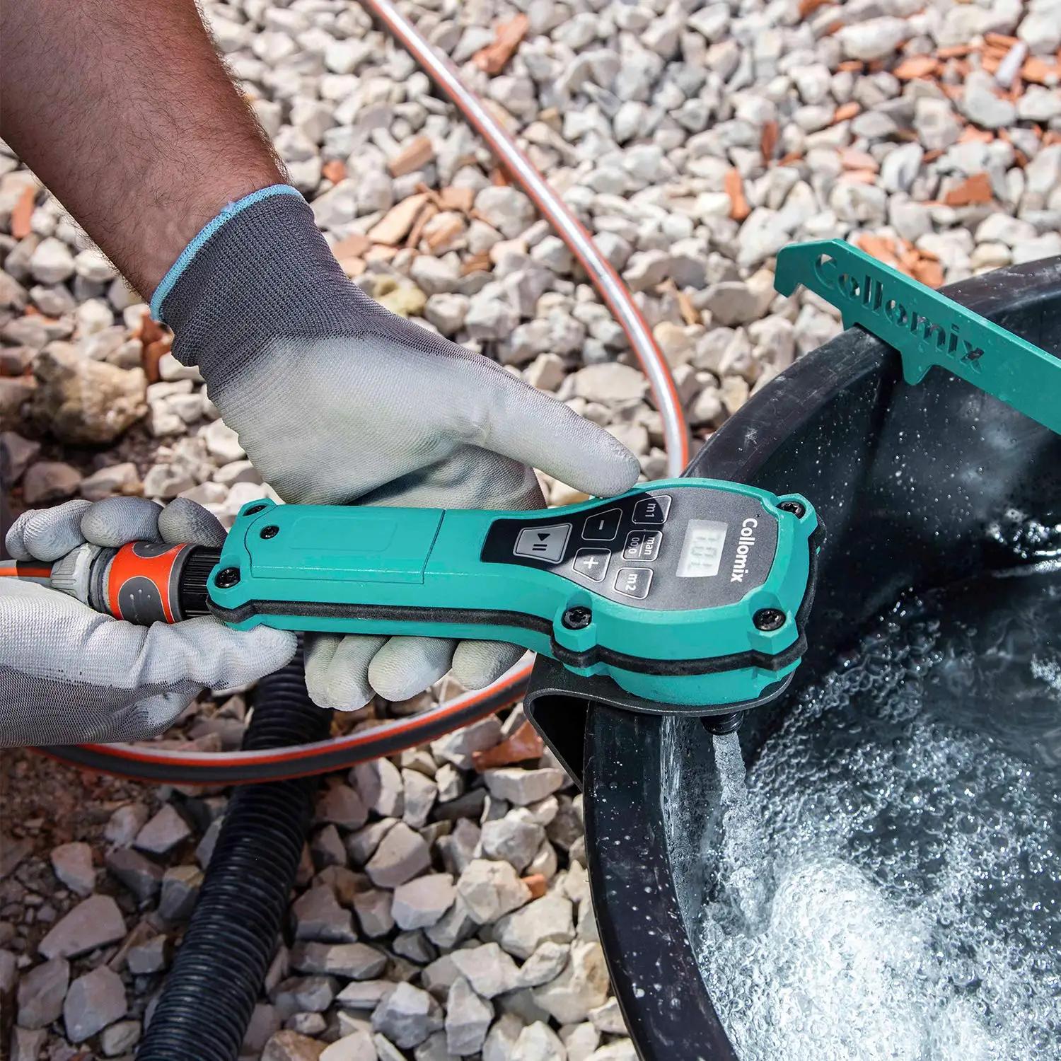 Water Dosing Device - AQiX Precision Water Meter for Material Mixing with Automatic Flow Stop & 3/4" Quick Hose Connect