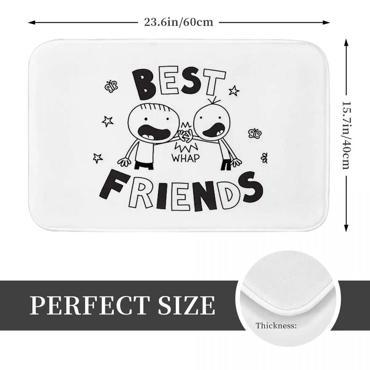 Best Friends Diary Of A Wimpy Kid Non-slip Doormat Floor Mat Absorbent Mat Carpet Rug for Kitchen Entrance Home Bedroom Footpad