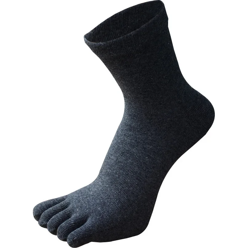 Men Cotton Five Fingers Sports Socks Autumn Winter Five-Finger Socks Pure Color Black Blue Gray Male Five Toes Sock Plus Size