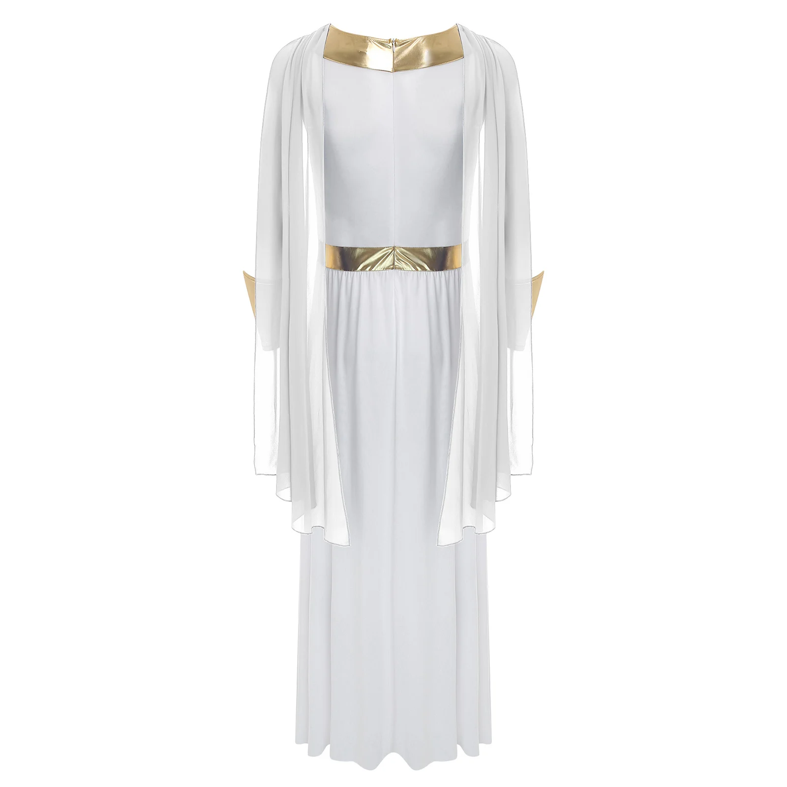 Men Ancient Greek Roman Toga Halloween God Zeus Angel Priest Cosplay Costume Sleeveless Tunic Robe with Cuffs for Theme Party - Image 3