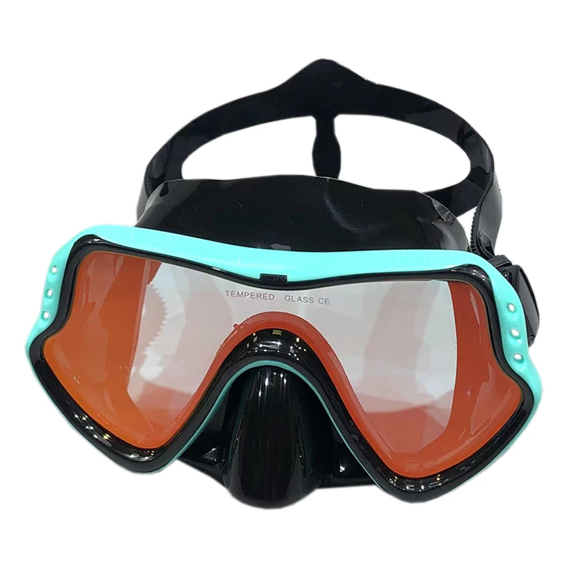 QYQ Diving mask Silicone diving swimming glasses Colored tempered glass wide field of vision adult leakage prevention