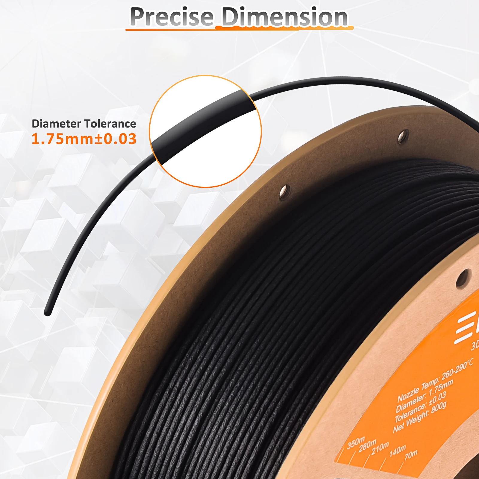 ERYONE Filament z włókna węglowego PA6 PA12 Nylon, Filament do drukarek 3D PA12-CF PA6-CF, 1.75mm +/- 0.03mm, Pasuje do większości drukarek FDM — zdjęcie produktu 6