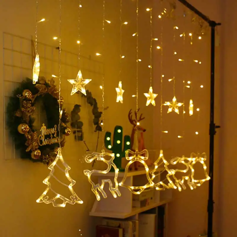 

Рождественская светодиодная гирлянда-занавеска, 220 В, 110 В